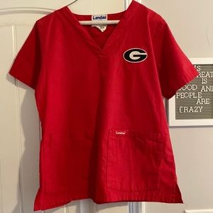 UGA Georgia bulldog red scrub top size small